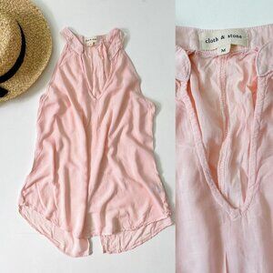 Anthropologie Cloth & Stone Pink Sleeveless V-Neck Tank Top Size M Blouse